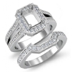 1.4Ct Diamond Engagement Pave Ring Emerald Bridal Set 18k White Gold - javda.com 