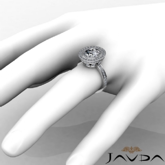 1.25Ct Diamond Engagement Ring Oval Shape Semi Mount Halo Setting 14k White Gold