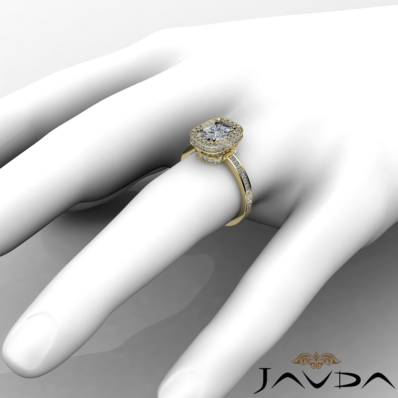 Basket Style Halo Sidestone diamond Ring 14k Gold Yellow