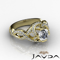 Antique Pave Set Sidestone diamond Ring 14k Gold Yellow