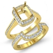 Diamond Engagement Halo Ring Cushion Bridal Sets 18k Yellow Gold SemiMount 0.86Ct - javda.com 