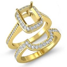 Diamond Engagement Halo Ring Cushion Bridal Sets 18k Gold Yellow SemiMount  (0.86Ct. tw.)