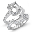 Diamond Engagement Halo Ring Cushion Bridal Sets Platinum 950 SemiMount 0.86Ct - javda.com 