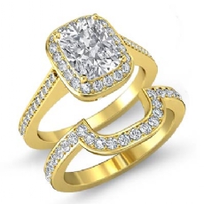 Filigree Halo Bridal Set diamond Ring 14k Gold Yellow