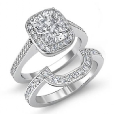 Filigree Halo Bridal Set diamond  18k Gold White