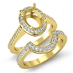 0.88Ct Halo Oval Bridal Sets Engagement Ring 14k Yellow Gold Semi Mount - javda.com 