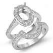 0.88Ct Halo Oval Bridal Sets Engagement Ring Platinum 950 Semi Mount - javda.com 