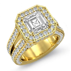 Pave Set Circa Halo Bridge diamond Ring 14k Gold Yellow