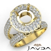 Round Shape Diamond Antique Semi Mount Engagement Ring Halo Setting 18k Yellow Gold 2.25Ct - javda.com 