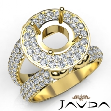 Round Shape Diamond Antique Semi Mount Engagement Ring Halo Setting 14k Gold Yellow  (2.25Ct. tw.)