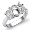 Oval Cut Diamond Three Stone Anniversary Semi Mount Ring Platinum 950 Setting 1Ct - javda.com 