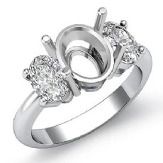 Oval Cut Diamond Three Stone Anniversary Semi Mount Ring 14k W Gold Setting 1Ct