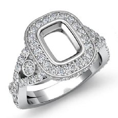1.40Ctw Halo Diamond Engagement Cushion Semi Mount Ring 14K White Gold
