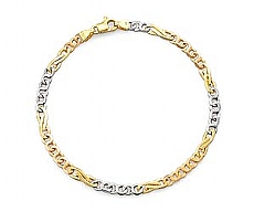 14k Tri Color Gold Men's Handmade Link Bracelet (4.5mm,8.25