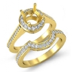 0.87Ct Diamond Engagement Pave Ring Round Bridal Sets 14k Yellow Gold Semi Mount - javda.com 