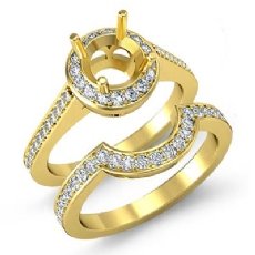 Diamond Engagement Pave Ring Round Bridal Sets 14k Gold Yellow Semi Mount (0.87Ct. tw.)