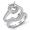 0.87Ct Diamond Engagement Pave Ring Round Bridal Sets 14k White Gold Semi Mount - javda.com 