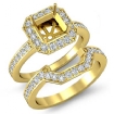 1.4Ct Diamond Engagement Halo Ring Asscher Bridal Sets 14k Yellow Gold Setting - javda.com 