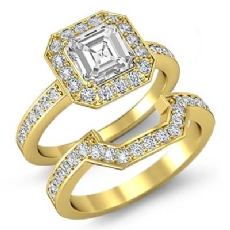 Halo Pave Setting Bridal Set diamond Ring 18k Gold Yellow