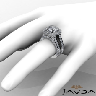 2.5Ct Diamond Engagement Ring Princess Semi Mount Halo Setting Platinum