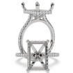 Cathedral Radiant Halo French U Pave Diamond Engagement Ring 14k White Gold 0.58Ct - javda.com 