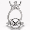 Cathedral Round Halo French U Pave Diamond Engagement Ring 14k White Gold 0.55Ct - javda.com 
