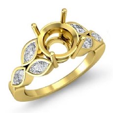 Marquise Diamond Engagement Bezel Setting Ring 14k Gold Yellow Round Semi Mount (1Ct. tw.)