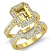 1.4Ct Diamond Engagement Halo Ring Emerald Bridal Sets 14k Yellow Gold Semi Mount - javda.com 