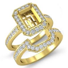 Diamond Engagement Halo Ring Emerald Bridal Sets 18k Gold Yellow Semi Mount (1.4Ct. tw.)