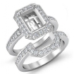 1.4Ct Diamond Engagement Halo Ring Emerald Bridal Sets Platinum 950 Semi Mount - javda.com 