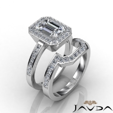 Halo Bridal Set Side-Stone diamond Ring Platinum 950