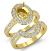 1.4Ct Diamond Engagement Pave Ring Oval Bridal Sets 18k Yellow Gold Setting - javda.com 