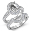 1.4Ct Diamond Engagement Pave Ring Oval Bridal Sets Platinum 950 Setting - javda.com 