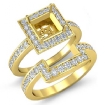 Diamond Engagement Ring Princess Bridal Set 14k Yellow Gold Halo SemiMount 1.4Ct - javda.com 