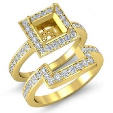 Diamond Engagement Ring Princess Bridal Set 18k Gold Yellow Halo SemiMount  (1.4Ct. tw.)
