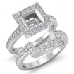 Diamond Engagement Ring Princess Bridal Set 18k White Gold Halo SemiMount 1.4Ct - javda.com 
