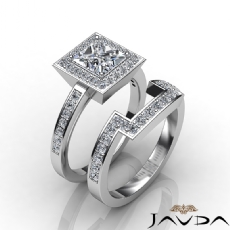 Pave Set Halo Bridal Set diamond Ring Platinum 950