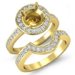 1.4Ct Diamond Engagement Ring Round Bridal Sets 18k Yellow Gold Pave Semi Mount - javda.com 