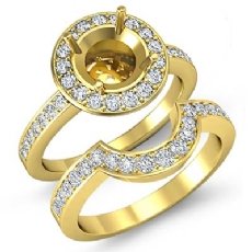 Diamond Engagement Ring Round Bridal Sets 14k Gold Yellow Pave Semi Mount (1.4Ct. tw.)