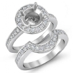 1.4Ct Diamond Engagement Ring Round Bridal Sets Platinum 950 Pave Semi Mount - javda.com 