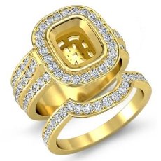 Diamond Engagement Ring Bridal Sets 18k Gold Yellow Cushion Semi Mount (2.3Ct. tw.)