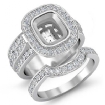 2.3Ct Diamond Engagement Ring Bridal Sets 18k White Gold Cushion Semi Mount - javda.com 