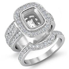 2.3 Ct Diamond Engagement Ring Bridal Sets 14K White Gold Cushion Semi Mount