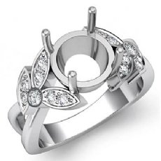1/3 Ct Diamond Engagement Flower Ring 14K White Gold Round Semi Mount