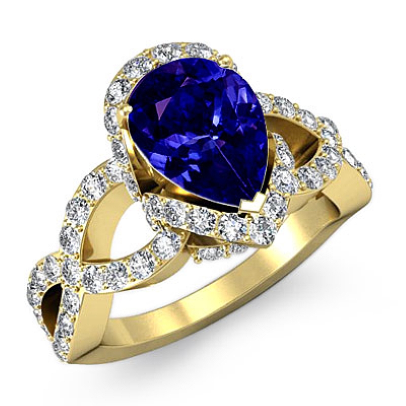  Pear diamond  Ring in 14k Gold Yellow