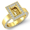 1.4Ct Diamond Engagement Pave Ring 18k Yellow Gold Emerald Semi Mount - javda.com 