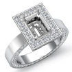 1.4Ct Diamond Engagement Pave Ring 14k White Gold Emerald Semi Mount - javda.com 