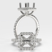 French U Pave Halo Asscher Semi Mount Diamond Engagement Ring 14k White Gold 0.59Ct - javda.com 