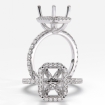 Emerald Semi Mount U Cut Pave Halo Diamond Engagement Ring 14k White Gold 0.59Ct - javda.com 