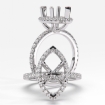 Marquise Semi Mount French U Pave Halo Diamond Engagement Ring 14k White Gold 0.64Ct - javda.com 